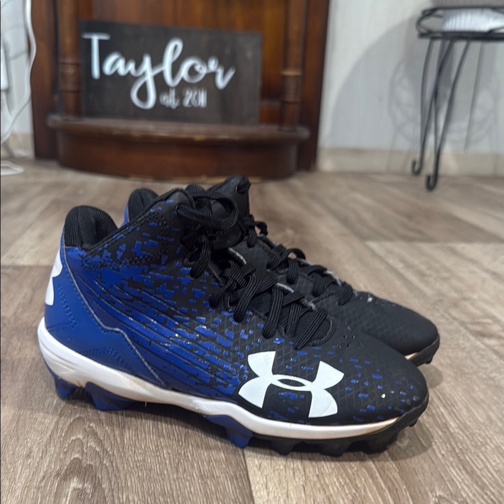 Under Armour Kids' Black and Blue Baseball Cleats